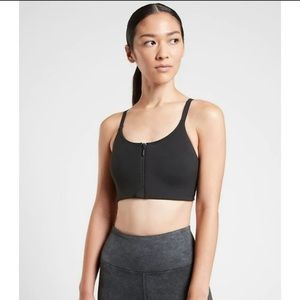 Athleta Empower Front Zip Daily Sports Bra Light Milkshake Pink Sz M